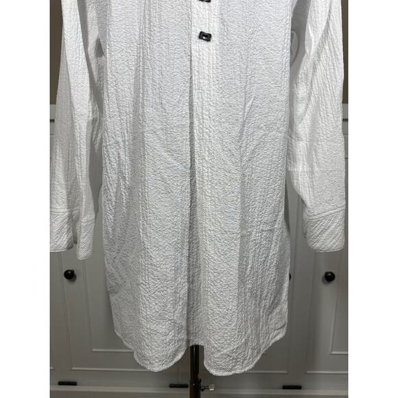 Habitat Pucker Weave White Long Sleeve Loose Fit Blouse Top Toggle Buttons Sz M - Picture 8 of 15